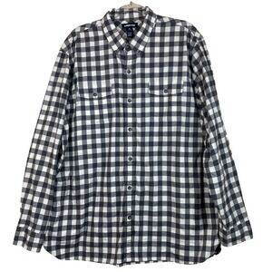 Lands End Traditional Fit XL Button Down‎ Black/White/Grey Plaid Shirt